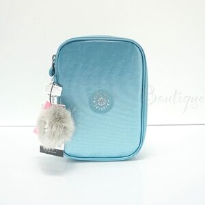 Kipling 100 Pens Case Pencil Accessory Polyamide AC6117 Aqua Tides Metallic $54